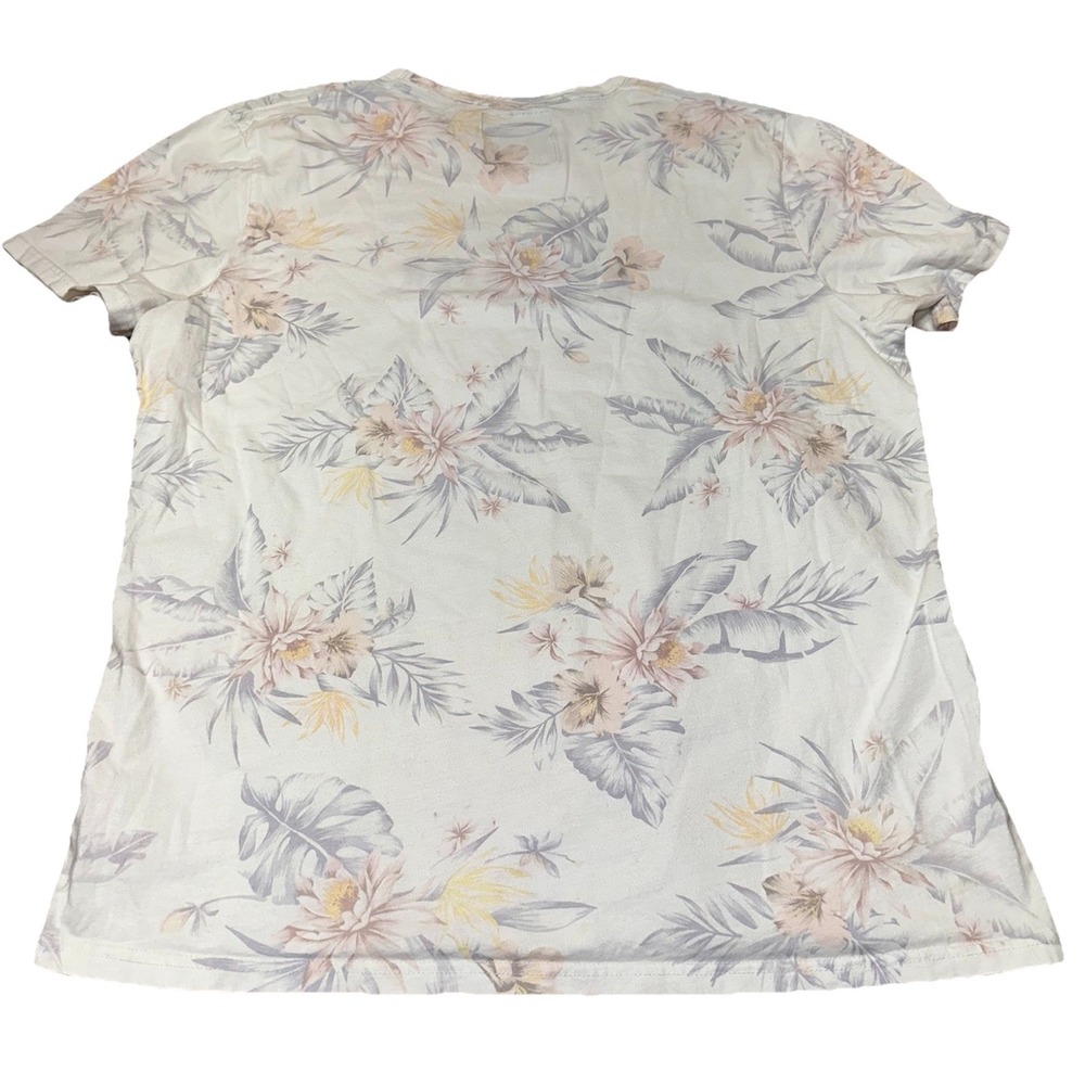 Hollister White Floral Tropical Palm Tree 100% Cotton Short Sleeve Shirt Mens XL - Picture 4 of 6